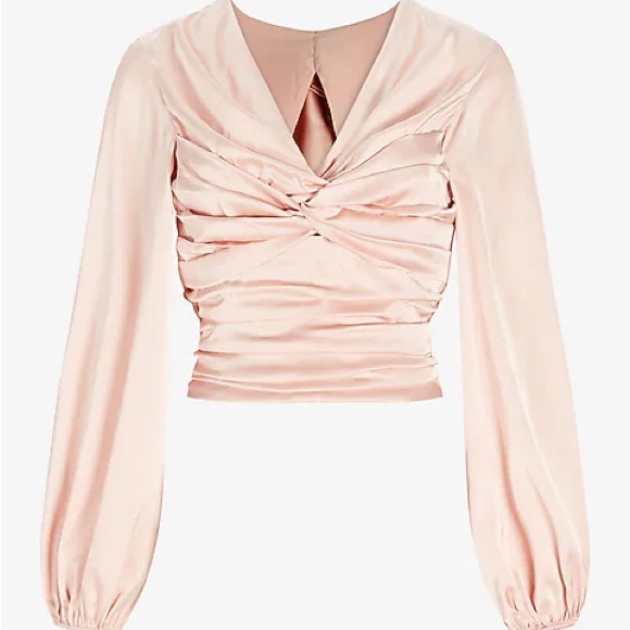 Light pink satin blouse XL open back front detailing - Picture 1 of 8